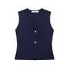 Novedades transfronterizas 2024 estilo europeo y americano para mujer comercio exterior al por mayor ZR en stock chaqueta chaleco de punto decorada con botones dorados