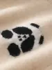 Estilo Novo de Outono 100% Caxemira Pura Manga Curta Feminino Gola Redonda Bordado Fofo Pequeno Panda Tricô Camada Base Suéter de Caxemira