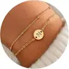 Pulsera de Acero Inoxidable de Doble Capa con Letras Inglesas Moda Versátil Pulsera de Cuentas en Capas de 26 Letras Joyería para Mujeres