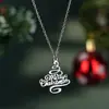 Colar de Árvore de Natal Estrela de Cinco Pontas Vazada de Aço Inoxidável Europeu e Americano Transfronteiriço Gargantilha DIY com Gravação e Pedra de Nascimento