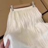Falda de Gasa Delgada y Fluida para Mujer Verano Nuevo Estilo Estilo Suave Cintura Alta Francesa Línea A Malla Media Longitud Falda de Hada