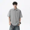 Camisa Polo Retro Americana Camiseta de Manga Corta para Hombres y Mujeres, Marca Trendy de Verano Cleanfit, Versátil de Media Manga para Parejas