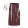 Falda de Cuero con Hebilla Vintage para Mujer, Otoño 2026 Nueva Falda de Cintura Alta Ajustada al Cuerpo que Resalta las Caderas, Falda Lápiz de Longitud Media Adelgazante
