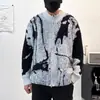 Chamarra suéter cárdigan con cierre para otoño e invierno para hombre, cuello medio alto, degradado de bloques de color, estilo vintage, corte holgado, adecuada para adolescentes y estudiantes