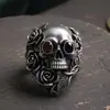 Anillo de Dedo Índice Personalizado Estilo Punk Calavera Resistente Estilo Europeo y Americano, Anillo Abierto Ajustable de Vid de Rosa Vintage