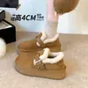 Se pueden agregar zapatos Birkenstock de terciopelo para mujer, nuevo estilo otoño e invierno, suela gruesa, botas de nieve, suela gruesa, zapatos cálidos de algodón afelpado, antideslizantes