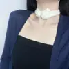 Colar de Flor de Tricô Estilo Coreano para Dama Gentil, Temperamento Doce, Corrente de Clavícula Feminina e Elegante, Joia com Design Moderno
