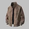 Chaqueta de cuero PU mate esmerilado para hombre y mujer, primavera y otoño, estilo retro americano, cuello alto, corte holgado, chaqueta de cuero Maillard para parejas