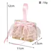 Bolsa de linho criativa estilo ocidental bolsa de doces presente de lua cheia de bebê caixa de doces seção borboleta decoração de renda