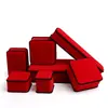 Caja de Terciopelo Roja con Borde Negro Set de Caja para Anillo Colgante Pulsera Collar Caja de Almacenamiento de Joyería Caja de Joyería Caja de Regalo