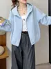 Chaqueta de trabajo con capucha para estudiante de mujer, primavera y otoño 2026, chaqueta deportiva popular de moda de corte holgado