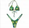 Nuevo Bikini de Dos Piezas Estilo Retro Europeo y Americano Bloque de Color Atado Estilo Chica Caliente para Vacaciones en la Playa