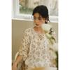 Otoño Nuevo Rayón Satén Elegante Estampado Jersey con Cordones Manga Larga Camisón Suelto para Mujer Camisón para Casa