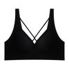 Sutiã sexy com alças cruzadas, design vazado no busto, gelatina macia de suporte, leve, respirável, semi-fixo, moda, lingerie sem costura