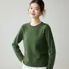 Suéter de Cachemira Suave Color Sólido para Mujer, Dobladillo Enrollado, Cuello Redondo, Holgado, Capa Base, Manga Larga, Tejido, Top Interior