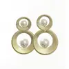 Favorito de Moda~ Pendientes de Perla Estilo Metal Texturizado Retro de Gama Alta, Moda Europea y Americana, Lujo Ligero, Pendientes Audaces y Elegantes
