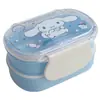 Bangduo - Fiambrera Japonesa de Doble Capa para Niños, Caja Doméstica para Conservar Alimentos Frescos, Set de Fiambreras Bento con Compartimentos, Fiambrera de Plástico