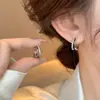 Pendientes Populares, Diseño de Nicho Transfronterizo Europeo y Americano, Pendientes de Fila de Diamantes de Doble Capa y Doble Círculo Incrustados con Diamantes, Lujo Ligero, Pendientes Exquisitos y de Moda