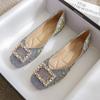 Zapatos de Verano Versátiles para Mujer con Punta Cuadrada, Boca Baja, Nuevos 2025, Zapatos Elegantes Planos Mocasines con Zapatos de Barco para Vestir