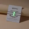 Pulsera de tarjeta de bendición tejida con hilo de cera impermeable, acrílico luminoso personalizado con cuentas de amor, juego de 2 piezas