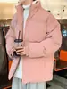 Moda Coreana Nova 2025 Jaqueta de Algodão Cor Sólida com Gola Alta Inverno Marca Tendência Design Simples Casaco de Algodão Quente Jaqueta Puffer