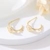 Soporte para pendientes de tachuela de oro de 14 quilates con microincrustación de perla y circonita, anillo en forma de C, semicírculo, pendientes de Saturno, pendientes de pasador de plata, pendientes semiacabados