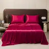 Comercio exterior transfronterizo color sólido teñido seda sintética seda conjunto de tres piezas Europa y Estados Unidos simple sábana sábana para cama funda de almohada ropa de cama