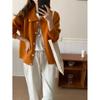 Cárdigan de Punto Estilo Coreano para Mujer Otoño e Invierno Nuevo Solapa Cruzada Holgado de Un Solo Botón Casual Versátil Chaqueta Suéter para Mujer