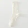 Calcetines Finos de Verano hasta la Media Pantorrilla para Mujer, Malla Blanca de Encaje Hueca Transpirable Estilo Japonés Largos JK Lolita Holgados de Algodón