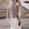 Véu de Noiva Youlapan V01 Branco com Camada Única de Pérolas, Pente e Bordado, Estilo Curto Simples, Acessório de Cabeça para Sessão de Fotos, Vestido de Noiva