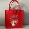 Bolsa de fieltro de dibujos animados con estampado por transferencia de calor, Bolsa de Tote para Luna Llena de Niños, Bolsa de Hombro de Fieltro de Gran Capacidad