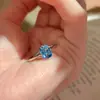 Anel de Frasco dos Desejos Estilo Old Money Minimalista Retrô com Diamante de Alto Carbono, Tanzanita Paraíba Azul e Pedra Preciosa Verde Oliva Anel Feminino