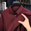 Transmissão ao vivo mais vendido camisa polo masculina de manga comprida outono novo estilo moda casual cor sólida gola lapela manga comprida camiseta top masculino