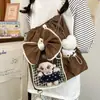 Mochila com cordão de grande capacidade, mochila estilo JK para o campus, mochila estilosa e fofa, mochila transparente para estudantes, para meninas