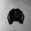 Y2k High Street Retro Americano Bloque de Color Estampado de Letras Estilo Oscuro Gótico Moderno Versátil Moda Casual Camiseta de Manga Larga