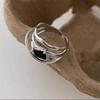 Anillo de Zirconia Cuadrada Negra 2025 Nuevo Diseño Geométrico Frío de Nicho para Hombre y Mujer Anillo Personalizado Abierto para el Dedo Índice