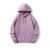 Sudadera con capucha de rizo de algodón puro de 330 g con hombros caídos y logo estampado, Adecuada para uniformes de grupo y uniformes de clase, Bordada en algodón puro, Cómoda