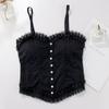 Verão Menina Coração Estilo Francês Renda Pearl Buckle Wrap Peito Mulheres Interior Doce Hot Girl Top Sling Bela Colete Traseiro 3033