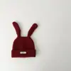 Chapéu de Bebê Qiunan Outono Inverno Novo Fofo à Prova de Vento Orelha de Coelho Chapéu de Tricô Quente Chapéu de Lã Chapéu de Pulôver Infantil