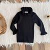 25 Suéter Básico de Punto Retorcido de Cuello Medio para Niñas Otoño e Invierno Suéter de Doble Capa con Cuello de Hoja de Loto Suéter de Punto de Alta Elasticidad