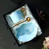Conjunto de Xícaras de Café de Cerâmica de Luxo para Mulheres, Porcelana de Ossos Exquisita de Alto Padrão, Caixa de Presente de Alto Valor, Presente de Inauguração