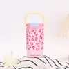 Nova caneca térmica de aço inoxidável 316 para meninas, caneca portátil de alta estética com estampa de leopardo e canudo, copo de gelo de grande capacidade para uso no carro