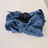 Diadema Retro de Lunares con Lazo y Dientes para Otoño Temprano, Diadema Antideslizante para Lavado de Cara, Pinza de Tiburón Versátil Coreana para el Cabello, Accesorio para el Cabello