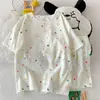 Pijama Dulce de Dibujos Animados Transfronterizo para Mujer Xia Yunduo Algodón Manga Corta Pantalones Cortos Niñas Cuello Redondo Se Puede Usar Fuera de Casa Conjunto de Ropa para el Hogar