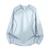 Camiseta de manga larga Hasselblad súper atractiva para mujer, top deportivo versátil casual para exteriores, con bloques de color, cuello redondo, sudadera para pareja, hombre