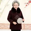 Abrigo de Piel Sintética de Visón Otoño e Invierno para Personas Mayores, Engrosado con Cuello de Piel, Ropa Cálida de Longitud Media para la Abuela