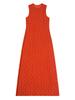 Vestido Midi Plissado Estilo Novo Primavera-Verão 2026 Sem Mangas Emagrecedor com Gola Redonda Pulôver, Elegante Vestido com Estampa de Linhas para Mulheres