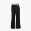 ¡Explosiones recomiendan! Diseño de nueva línea de otoño sensación cuatro lados negro Pantalones de pierna recta campana de mezclilla 571