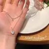 Collar de Corazón Doble Capa de Perlas para Mujer, Lujo Accesible Diseño de Alta Gama, Cadena Exquisita para Clavícula Apilable de Nicho Ins
