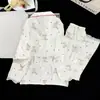Pijama de Manga Larga para Mujer, Seda Helada de Primavera y Otoño Modelo Nuevo 2026 con Almohadillas en el Pecho, Conjunto Holgado de Ropa para el Hogar de Otoño para Mujer de Tallas Grandes